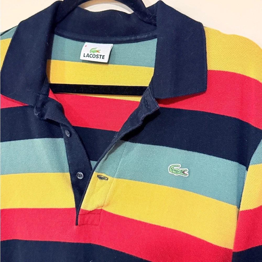 Vintage Lacoste Devanlay Striped Polo Size 6 Made in France Rugby Shirt - Picture 3 of 7